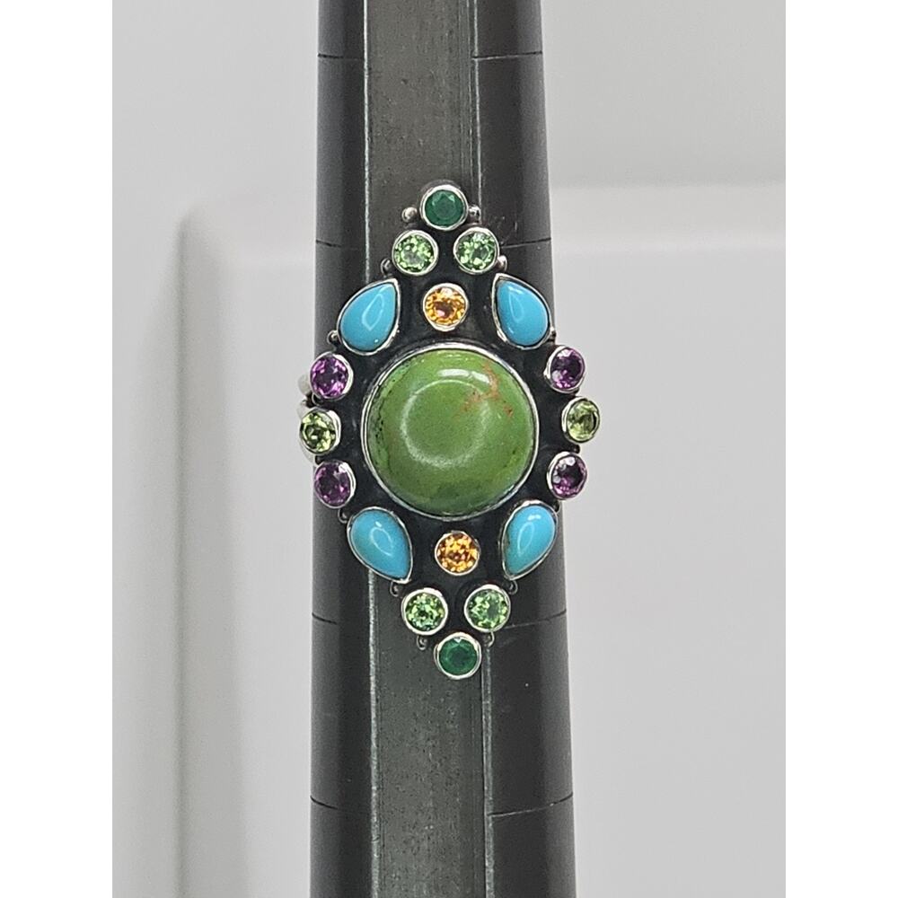Nicky Butler Limited Edition Sterling & Multi-gemstone Statement Ring Size 10 - Picture 10 of 11